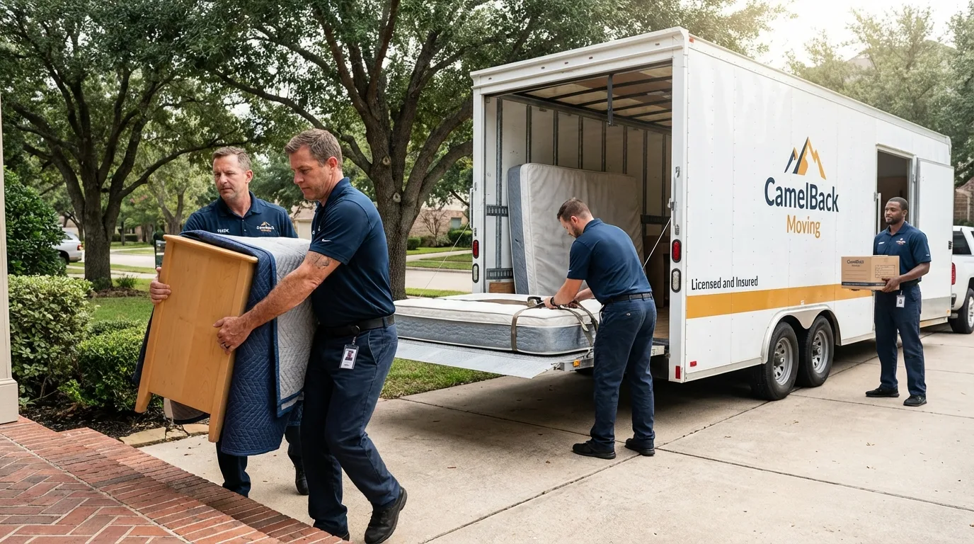 Crew loading residential truck for cross-state move from Morrisville, PA