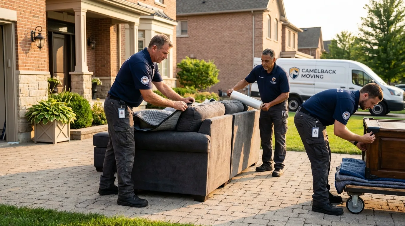 Large estate moving crew wrapping furniture in Morrisville, PA