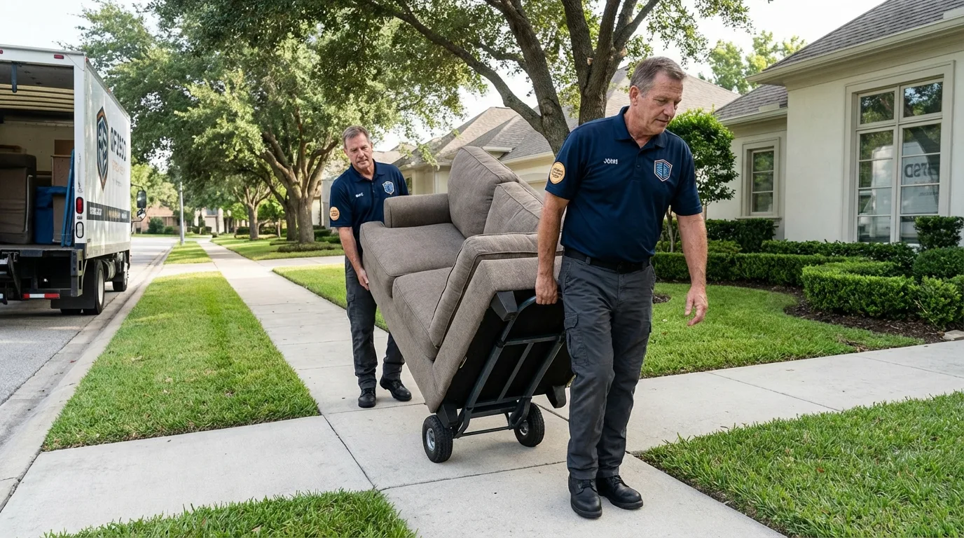 Local residential moving crew loading furniture in Morrisville, PA